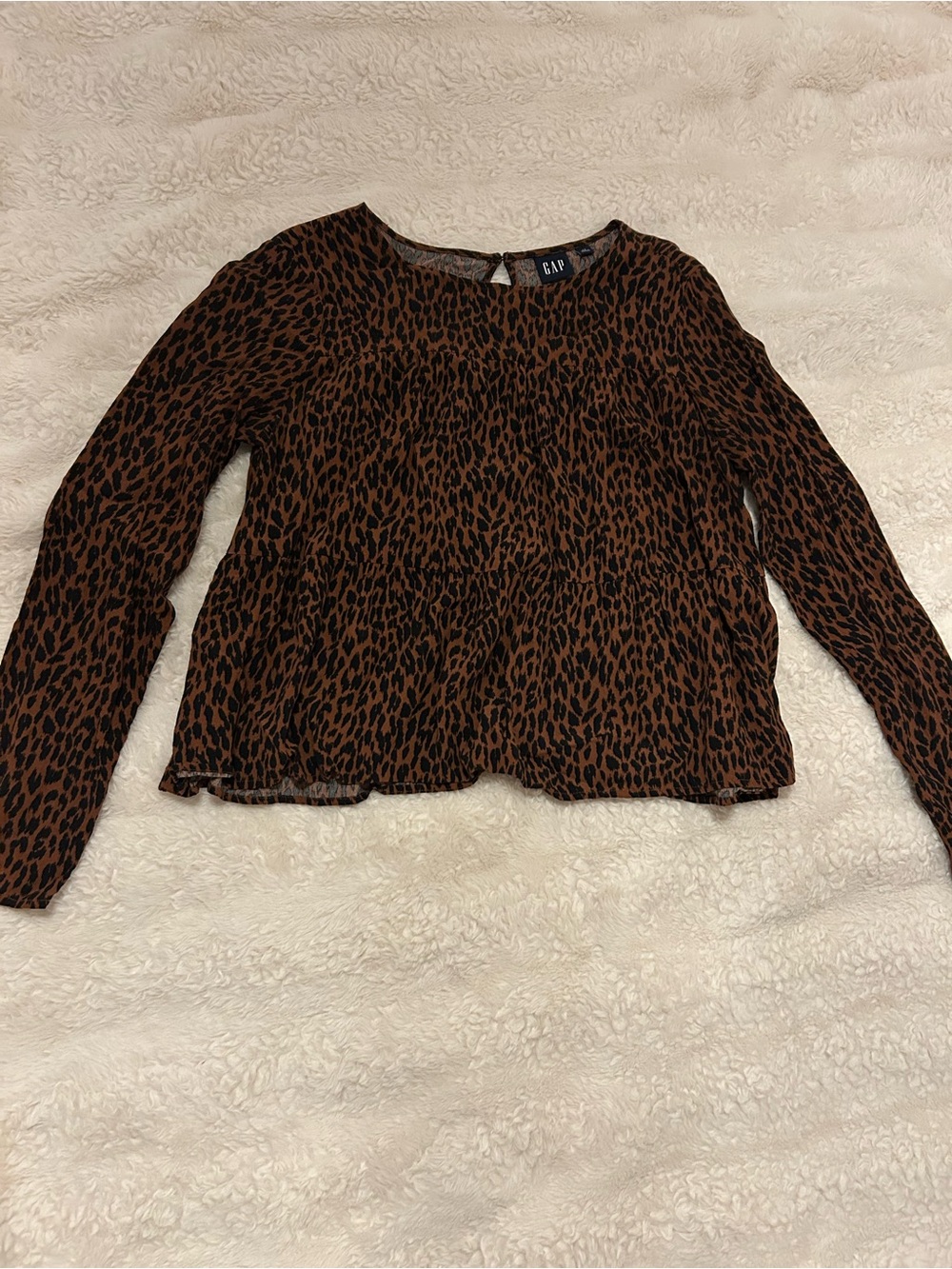 GAP Brown & Black Leopard-Print Long Sleeve Blouse